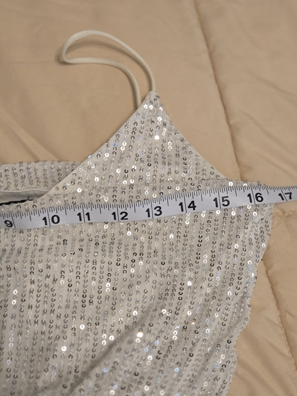 Sequin White/Silver Spaghetti Strap Romper - Picture 5 of 6